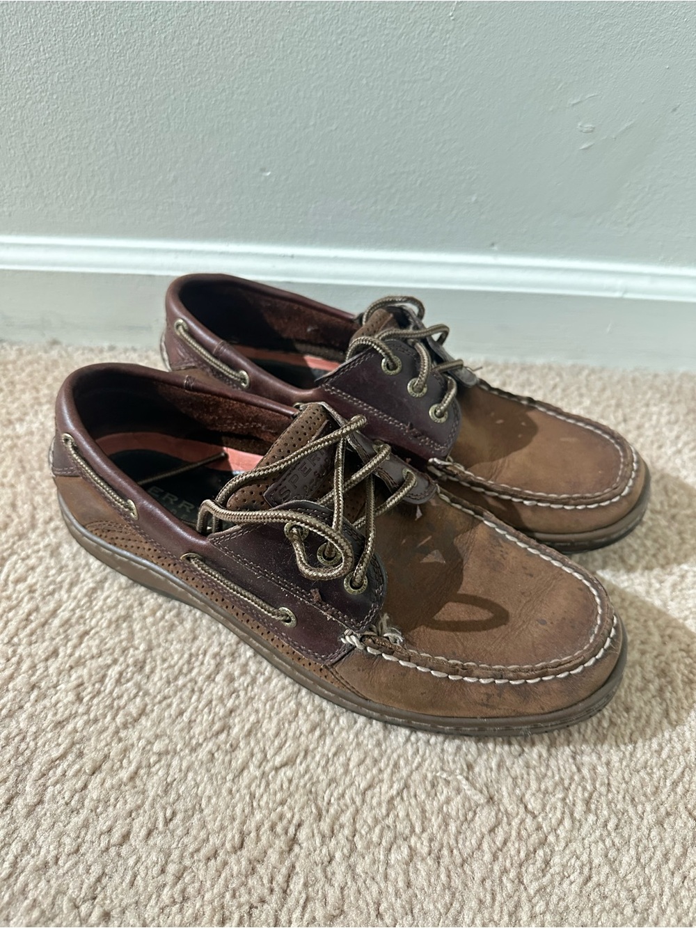 Sperry Two-Tone Brown Leather Boat Shoes